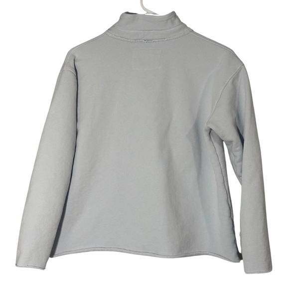 Frank & Eileen Popover Henley Top Cotton Raw Hem Triple Fleece in Ice Size S - Picture 8 of 9